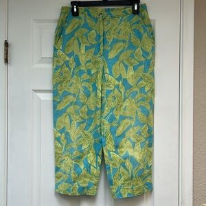 Ivy Tropical Print Linen Capri Pants-Size 8